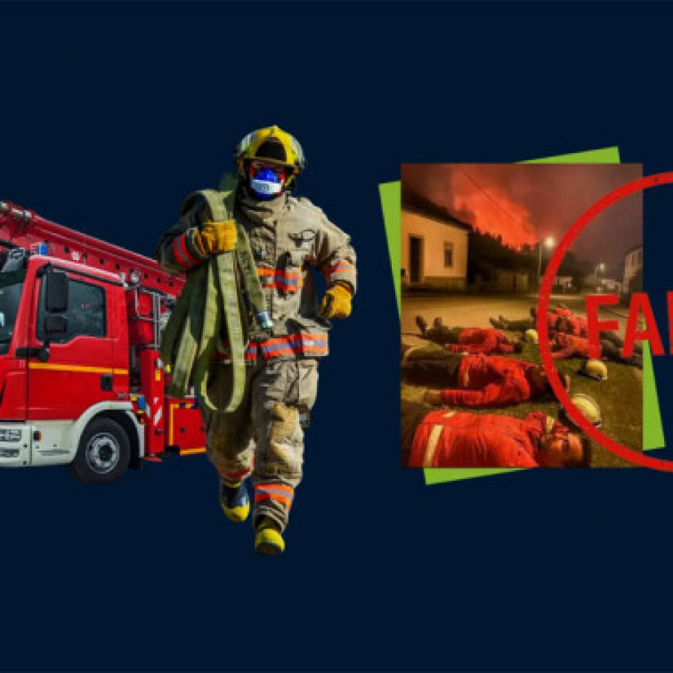 Esta imagen que muestra a bomberos descansando no es real