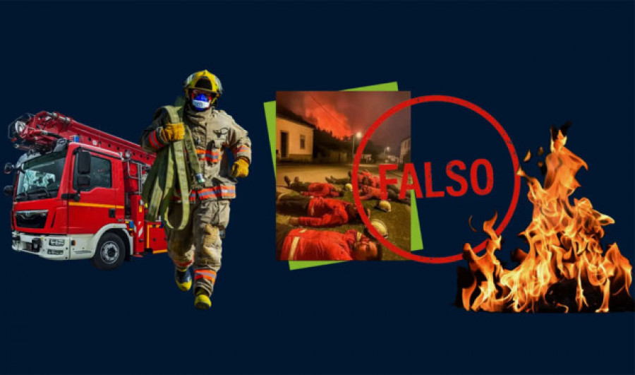 Esta imagen que muestra a bomberos descansando no es real
