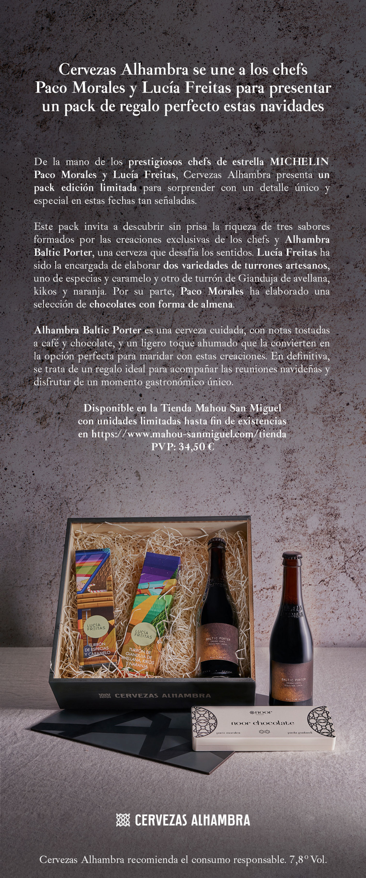 Cervezas Alhambra se une a los chefs Paco Morales y Lucu00eda Freitas para presentar un pack de regalo perfecto
