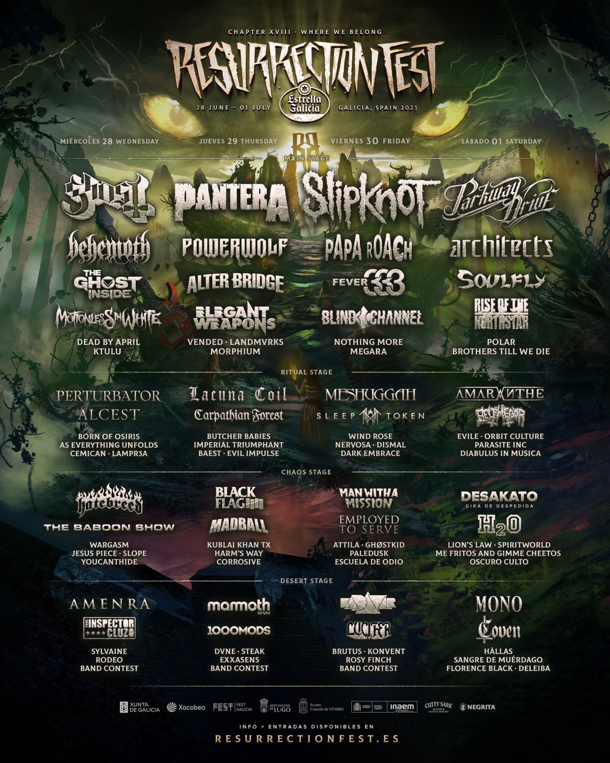 El Resurrection Fest Estrella Galicia anuncia su cartel por días